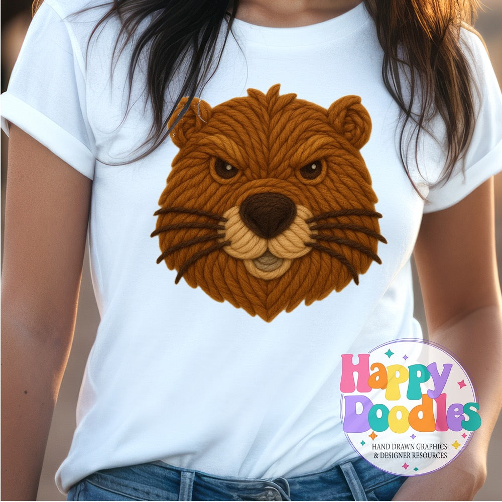 Beaver Yarn Mascot Printable Mascot PNG - Happy Doodles Designs