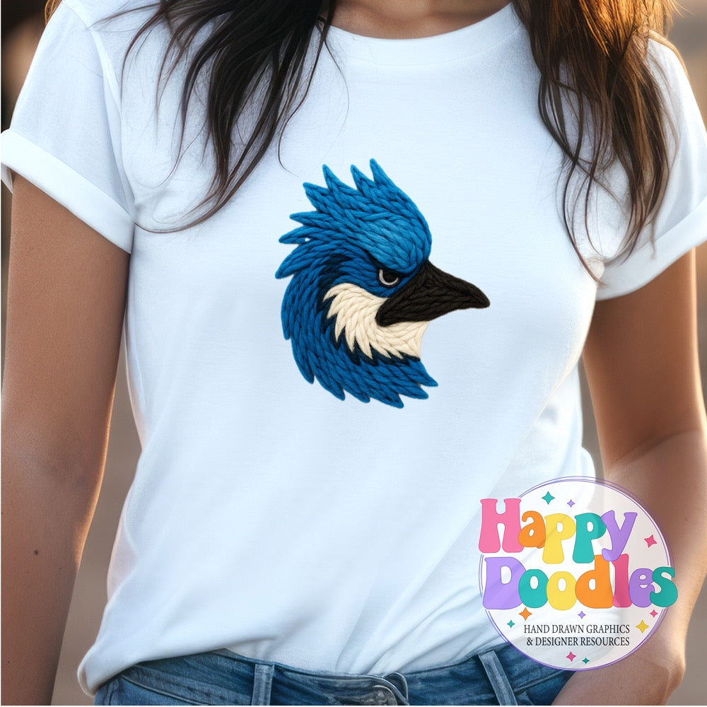 Bluejay Yarn Mascot Printable Mascot PNG - Happy Doodles Designs