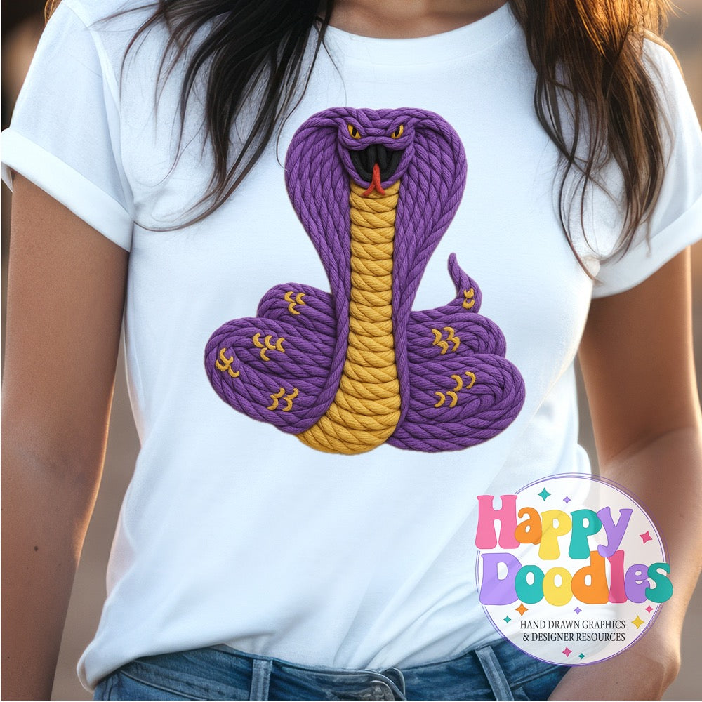 Cobra Yarn Mascot High Resolution PNG Clip Art - Happy Doodles Designs