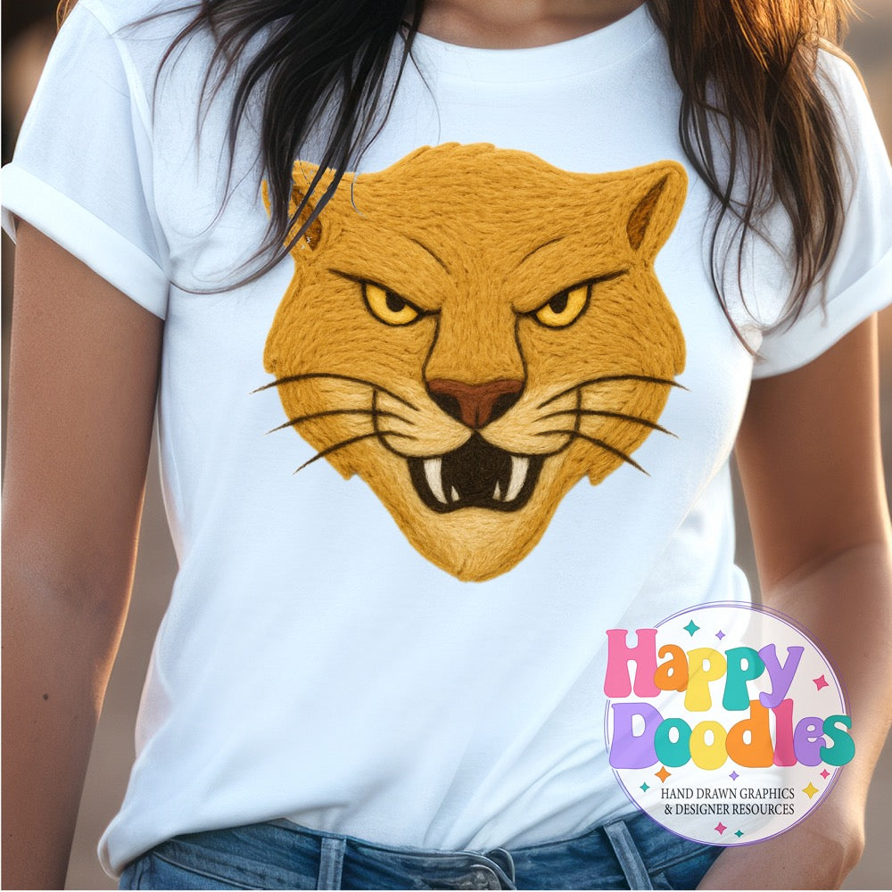 Cougar Yarn Mascot Printable Mascot PNG - Happy Doodles Designs