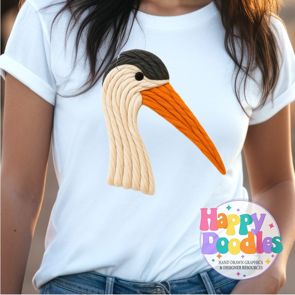 Crane Yarn Mascot High Resolution PNG Clip Art - Happy Doodles Designs