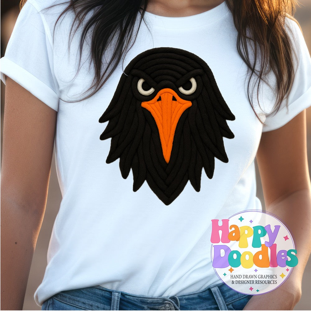 Crow Yarn Mascot Printable PNG Download - Happy Doodles Designs