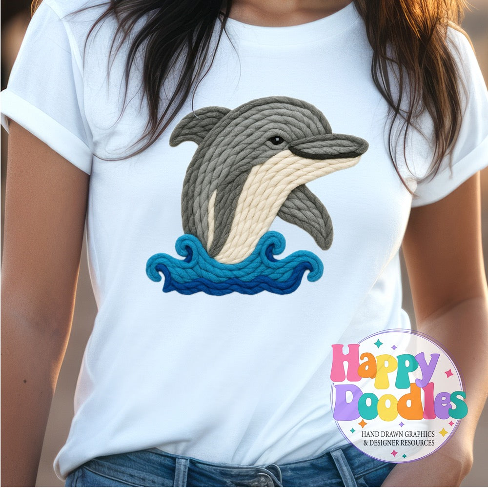Dolphin Yarn Mascot Printable Mascot PNG - Happy Doodles Designs