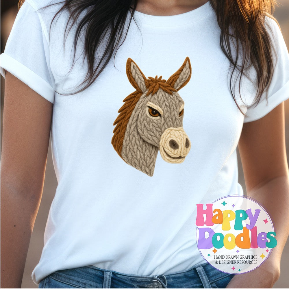 Donkey Yarn Mascot High Resolution PNG Clip Art - Happy Doodles Designs