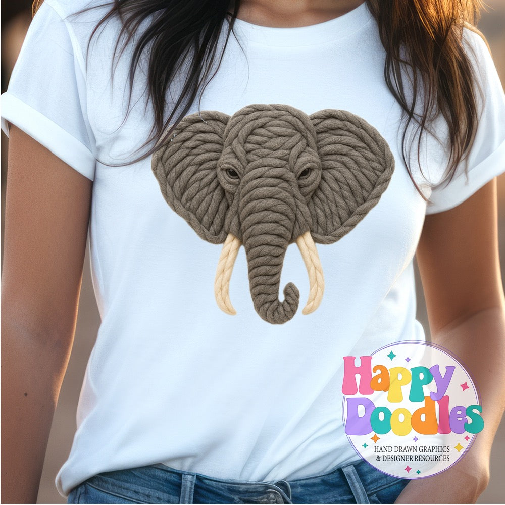 Elephant Yarn Mascot Printable Mascot PNG - Happy Doodles Designs