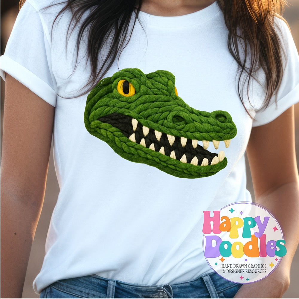 Gator Yarn Mascot Printable PNG Download - Happy Doodles Designs