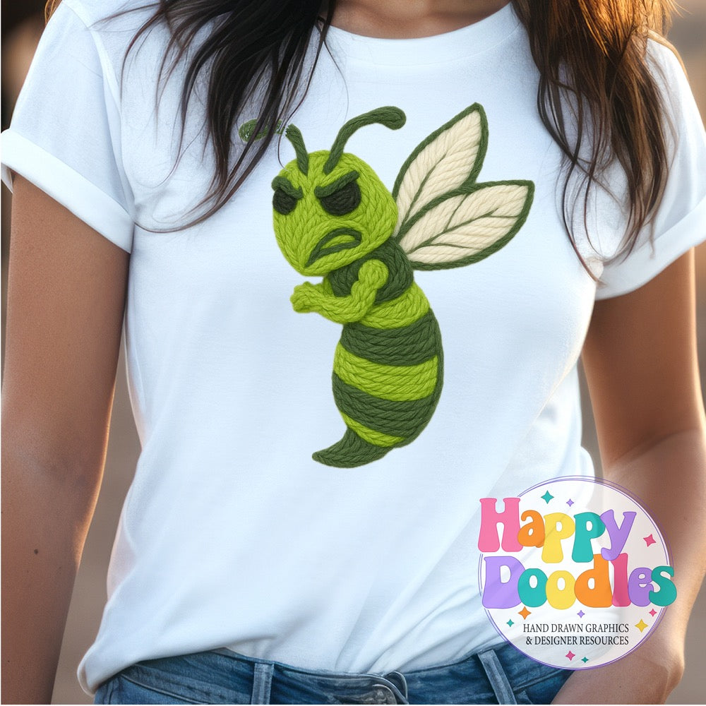 Green Hornet Yarn Mascot High Resolution PNG Clip Art - Happy Doodles Designs