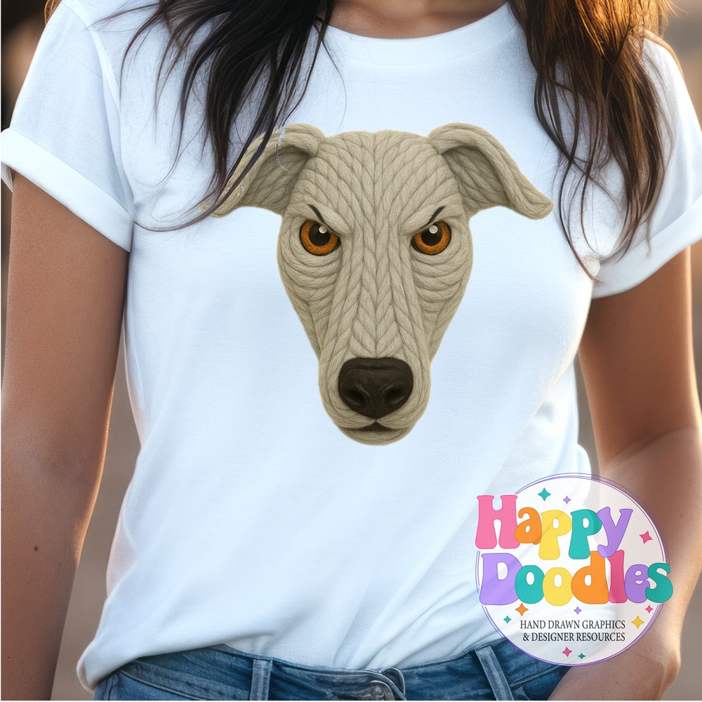 Greyhound Yarn Mascot Printable PNG Clipart - Happy Doodles Designs