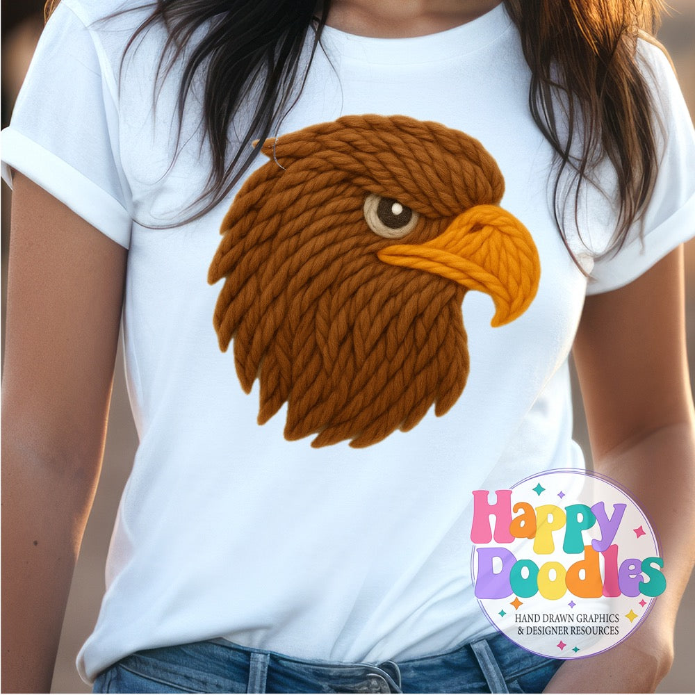 Hawk Yarn Mascot Printable PNG Illustration - Happy Doodles Designs