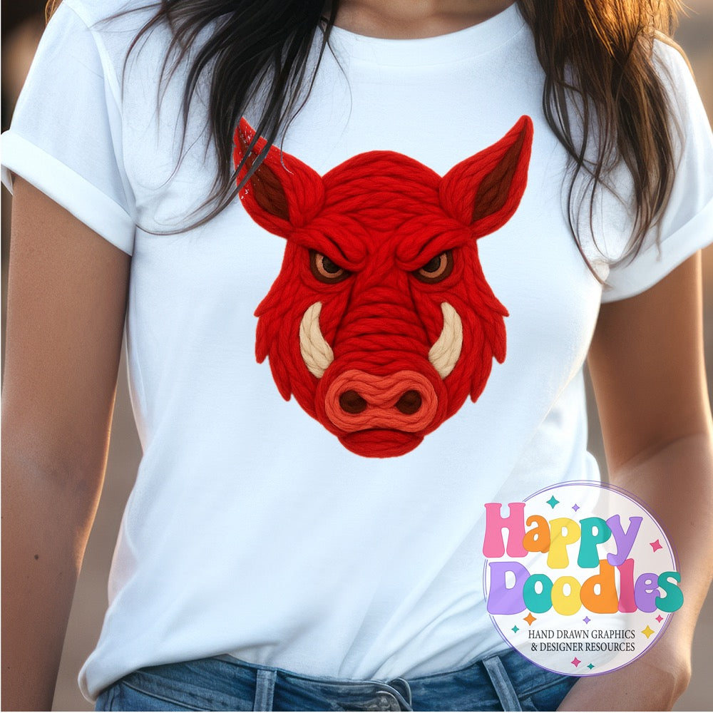 Hog Yarn Mascot Printable PNG Clipart - Happy Doodles Designs