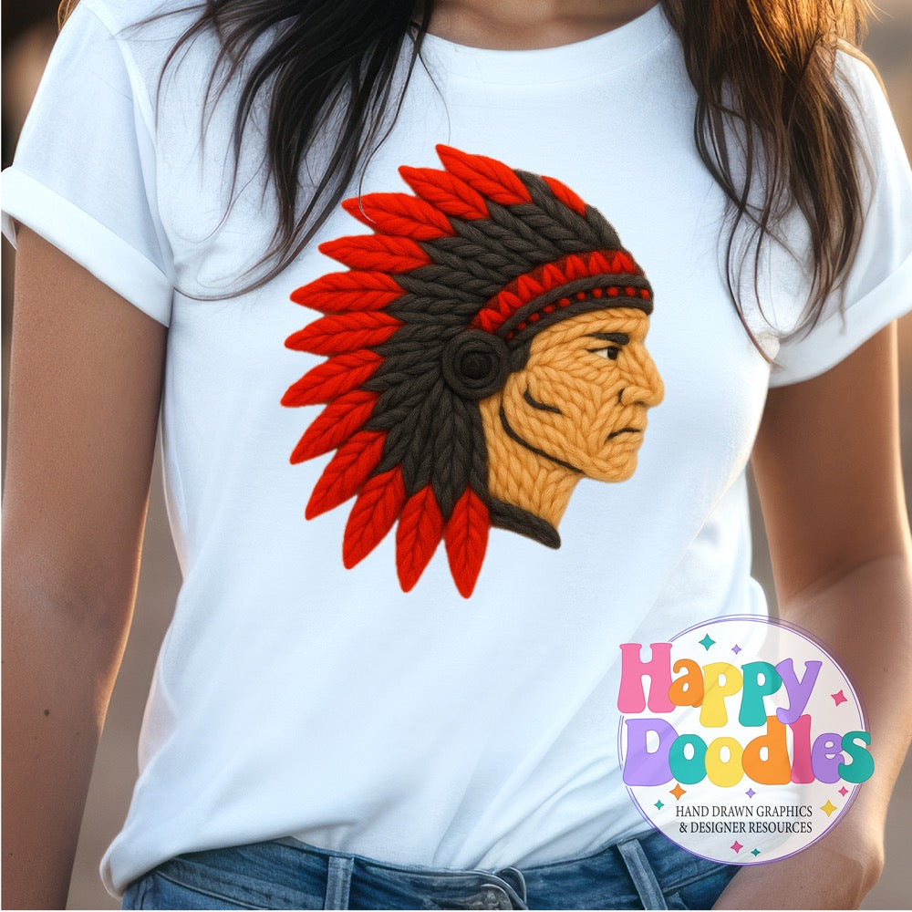 Indian Yarn Mascot High Resolution PNG Clip Art - Happy Doodles Designs