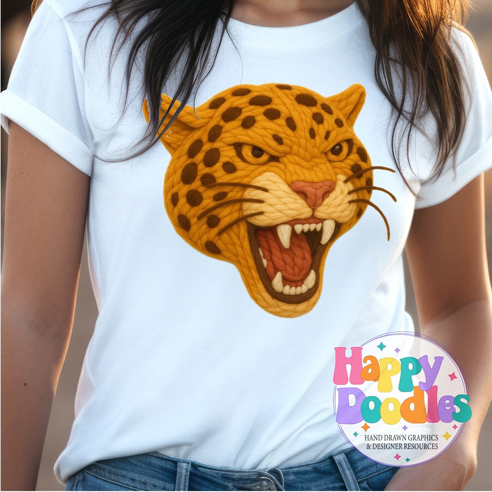 Jaguar Yarn Mascot Printable PNG Clipart - Happy Doodles Designs