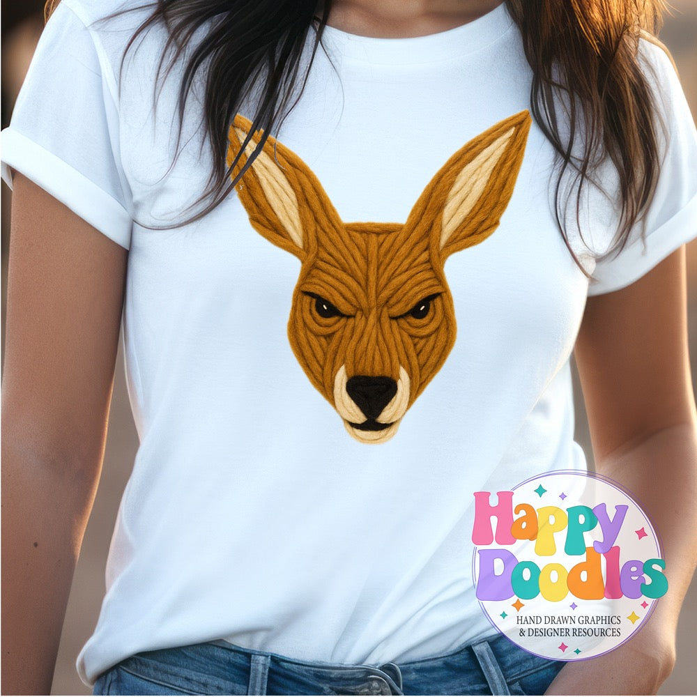 Kangaroo Yarn Mascot Printable PNG Clipart - Happy Doodles Designs