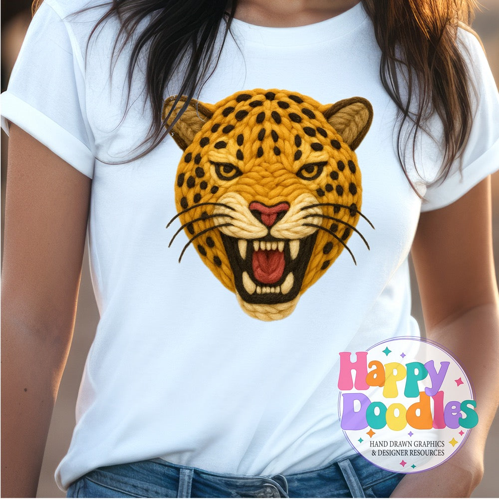 Leopard Yarn Mascot Printable PNG Clipart - Happy Doodles Designs