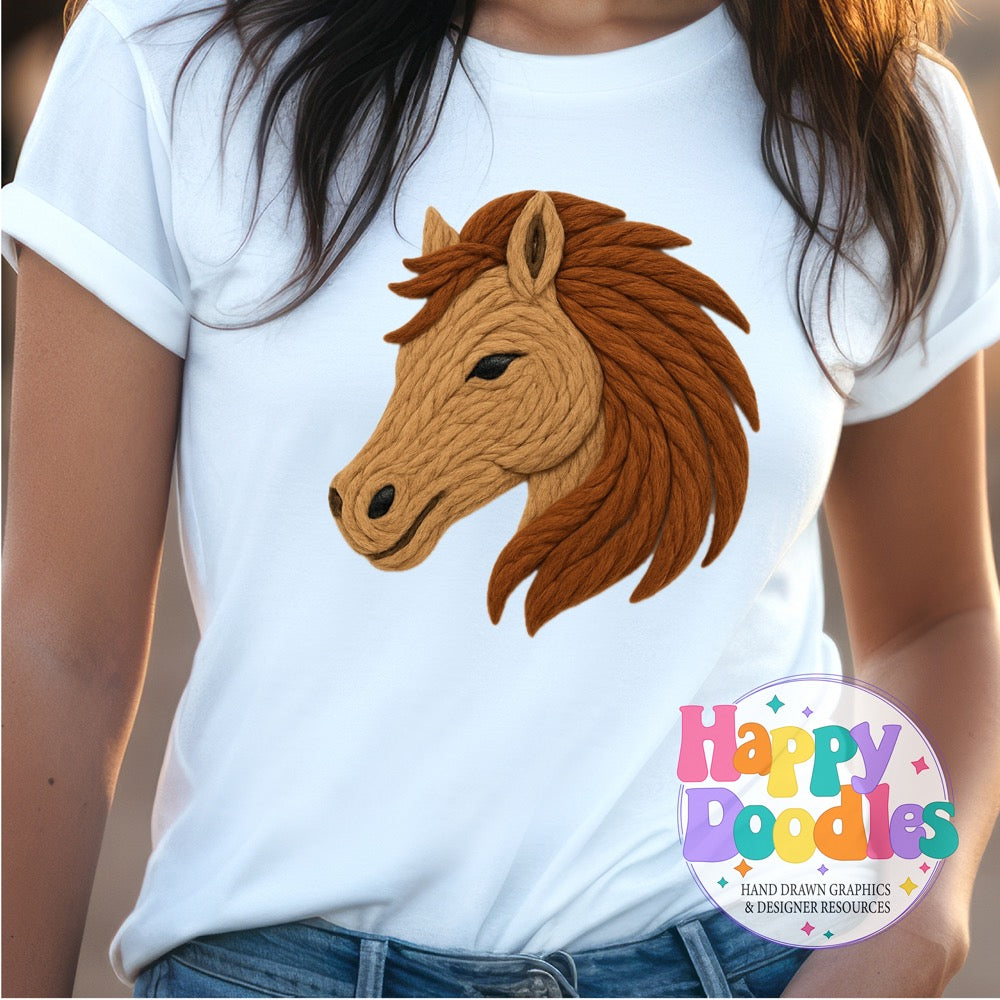 Mustang Yarn Mascot High Resolution PNG Clip Art - Happy Doodles Designs