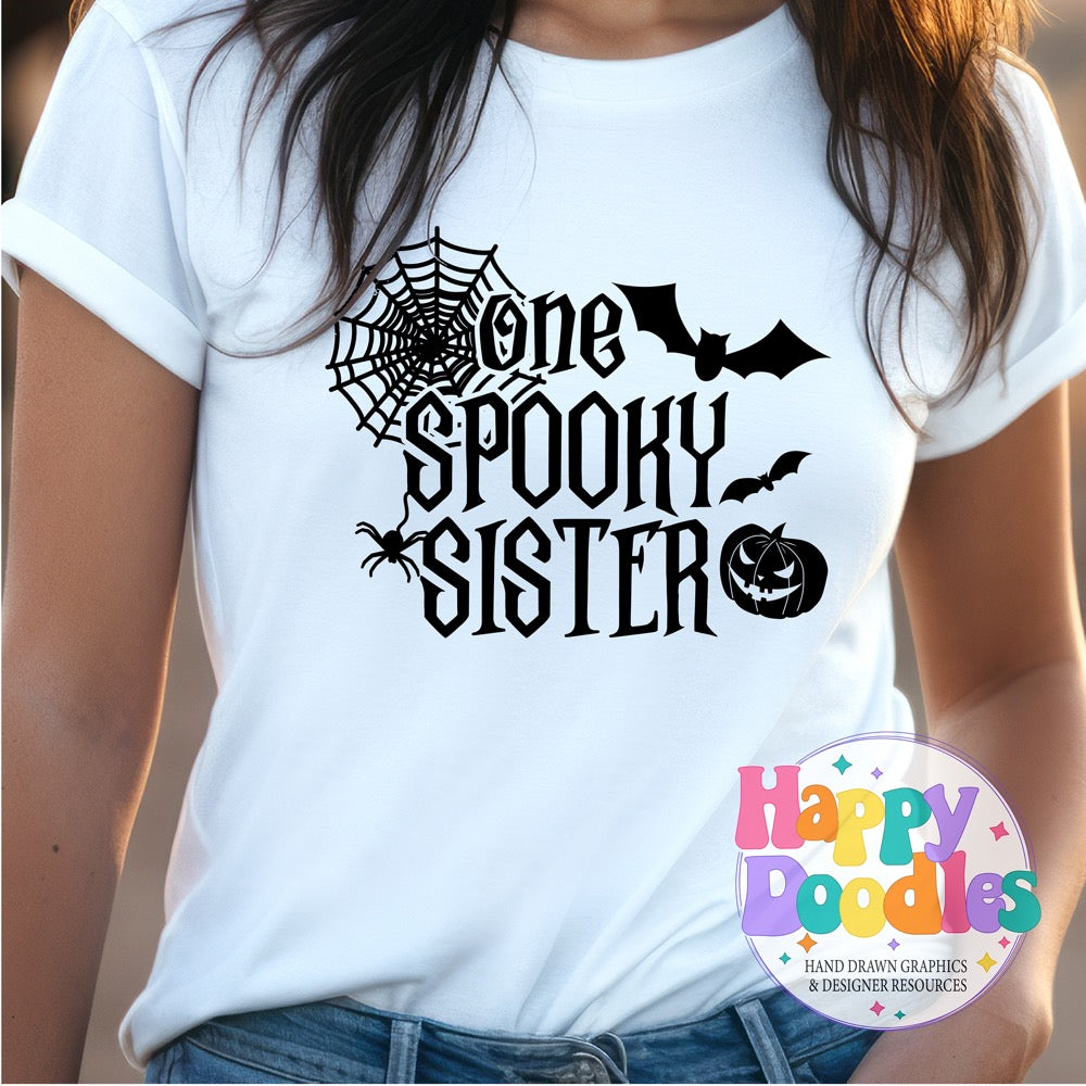 One Spooky Sister SVG | Cute Halloween Family SVG for Crafts