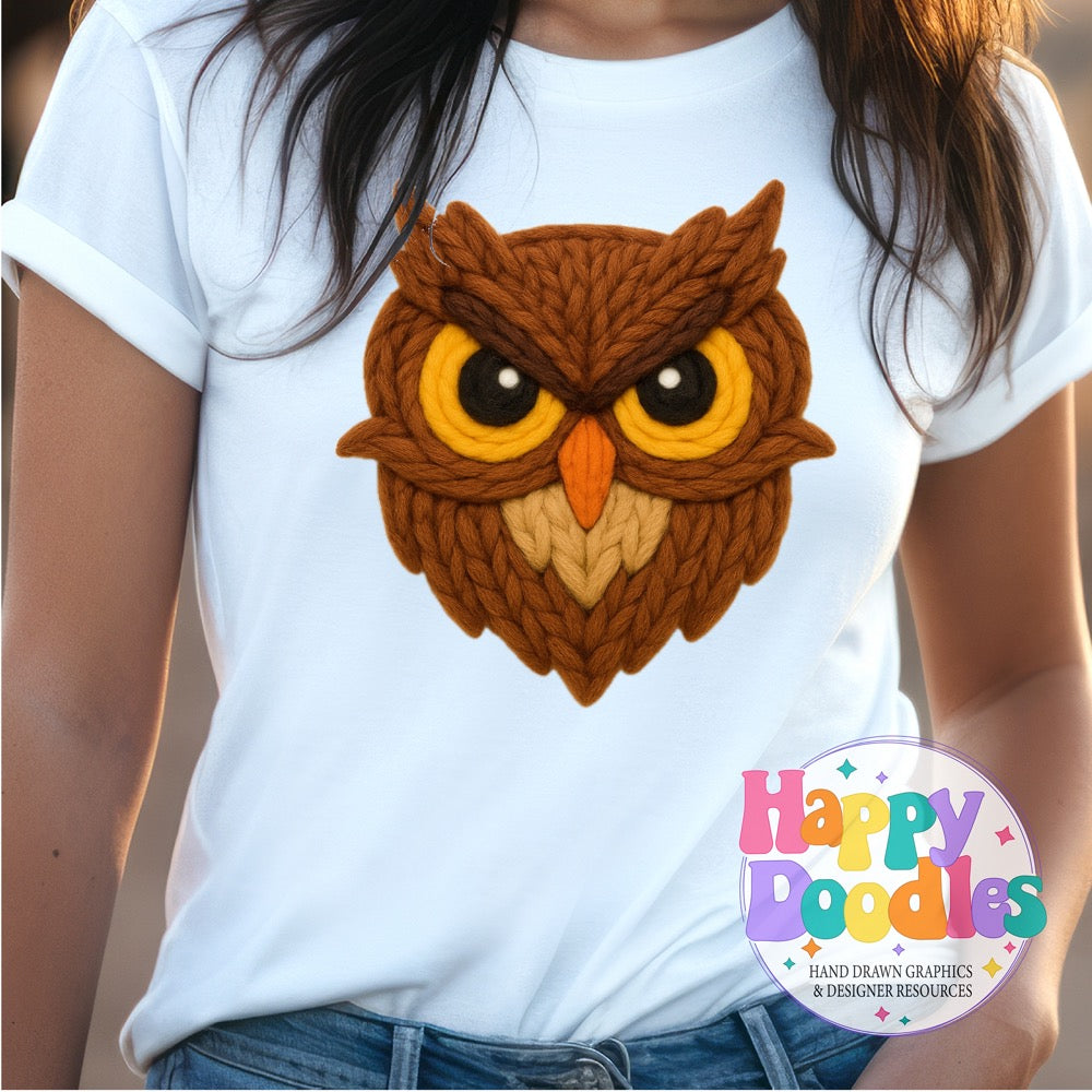 Owl Yarn Mascot Printable PNG Download - Happy Doodles Designs