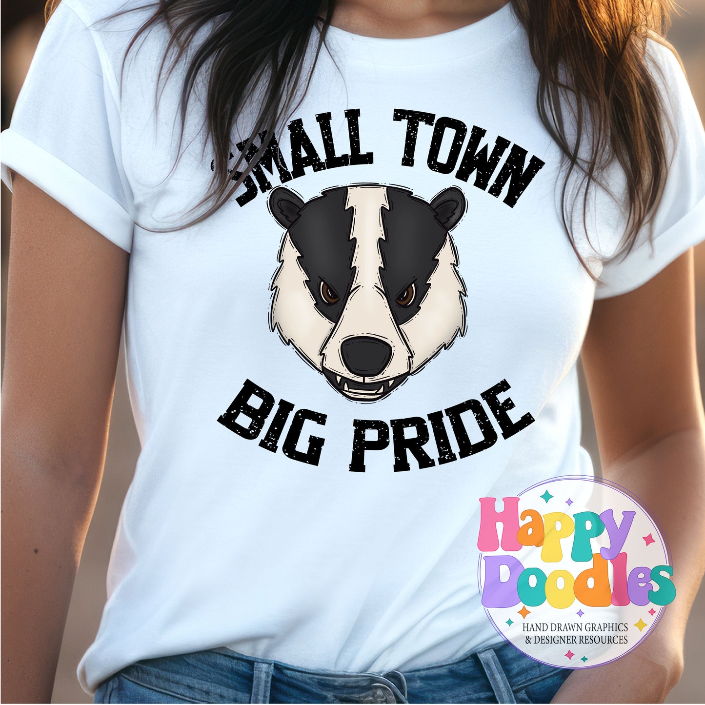 Small Town Big Pride Badger DIY Printable PNG - Happy Doodles Designs