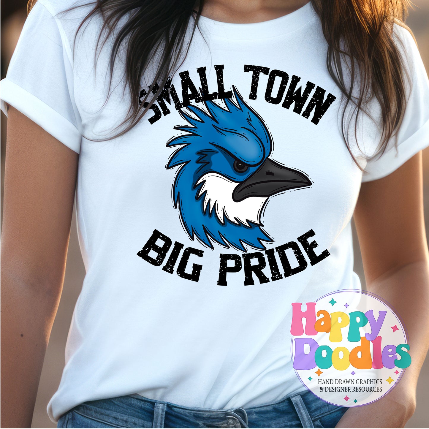 Small Town Big Pride Bluejays Printable PNG Download - Happy Doodles Designs