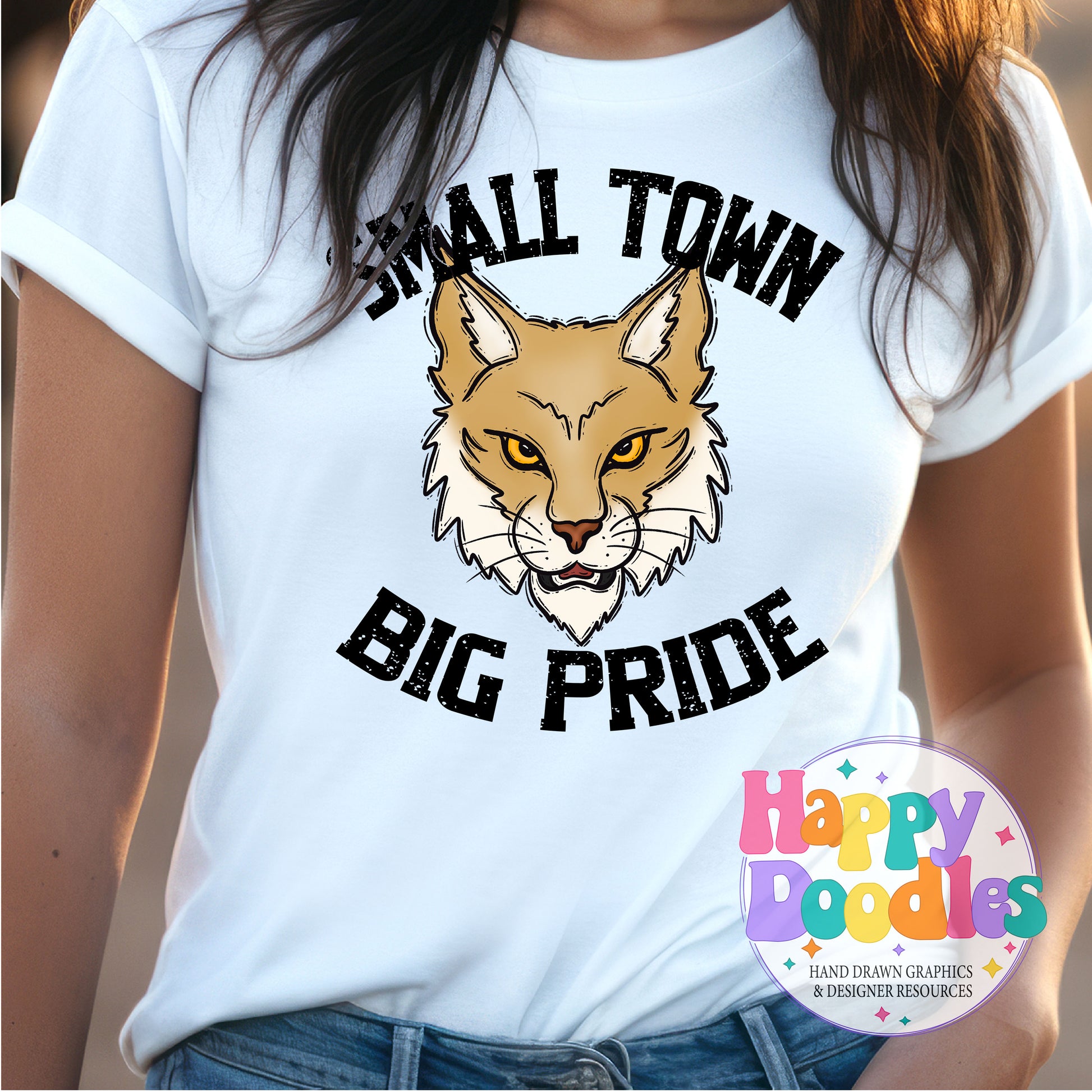 Small Town Big Pride Bobcats T-Shirt Printable PNG - Happy Doodles Designs