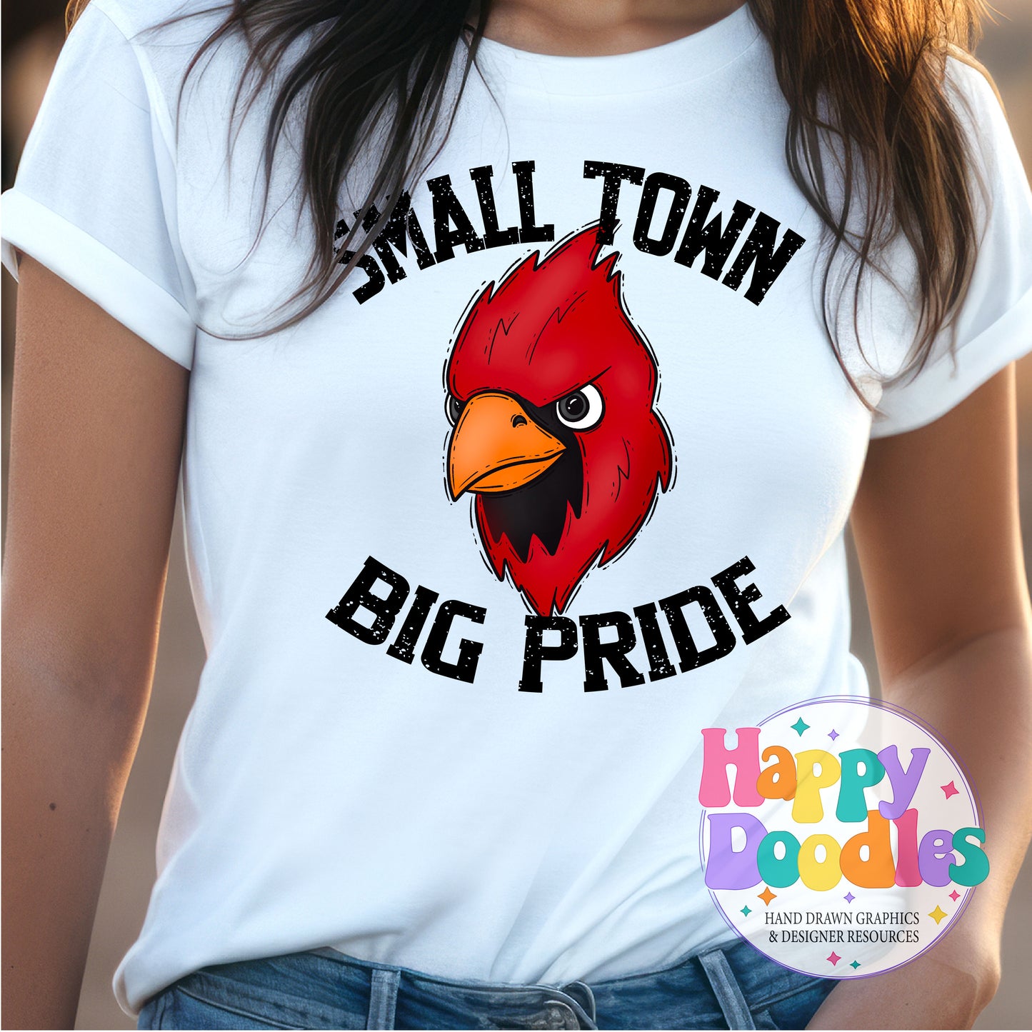 Small Town Big Pride Cardinals Printable PNG Download - Happy Doodles Designs