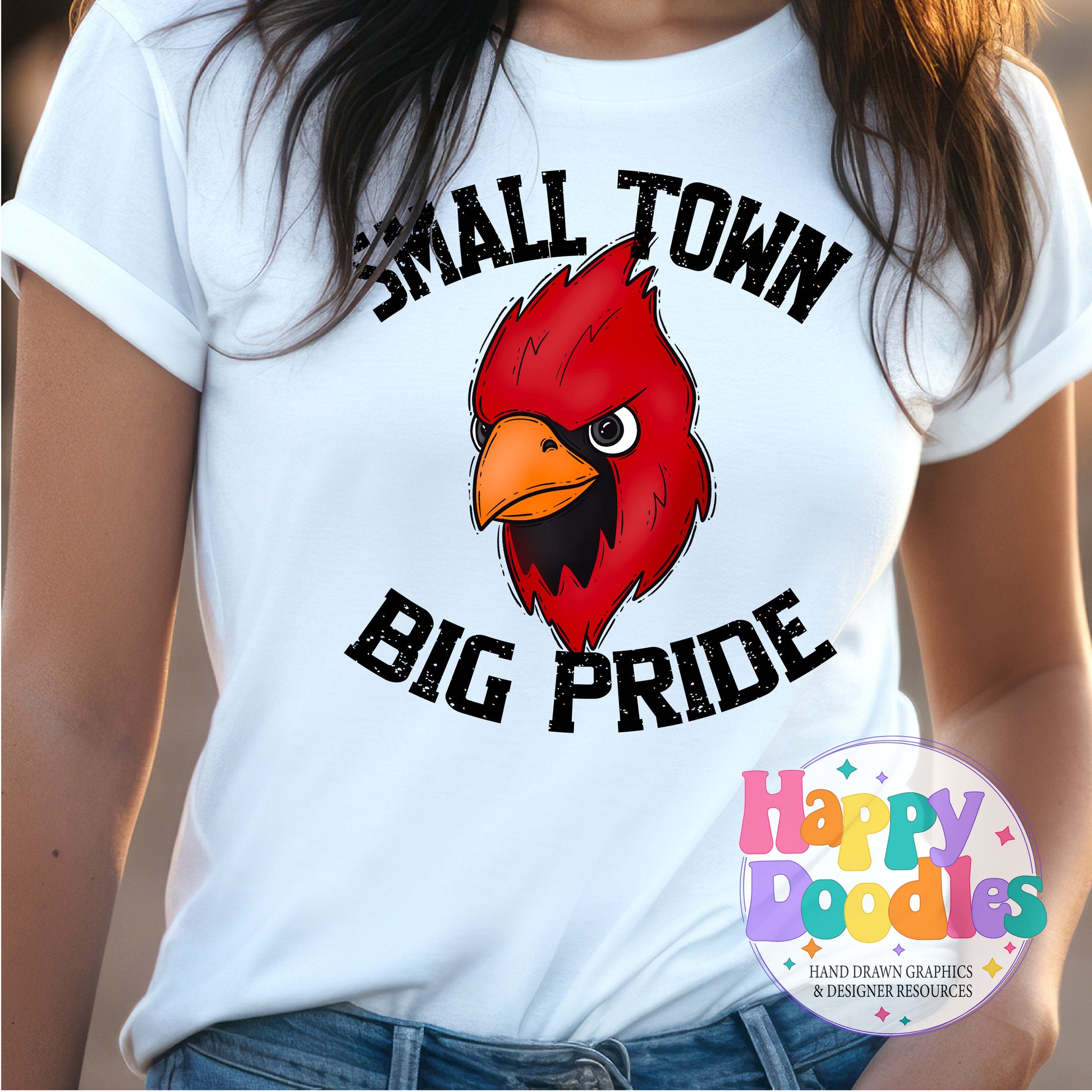 Small Town Big Pride Cardinals Printable PNG Download - Happy Doodles Designs