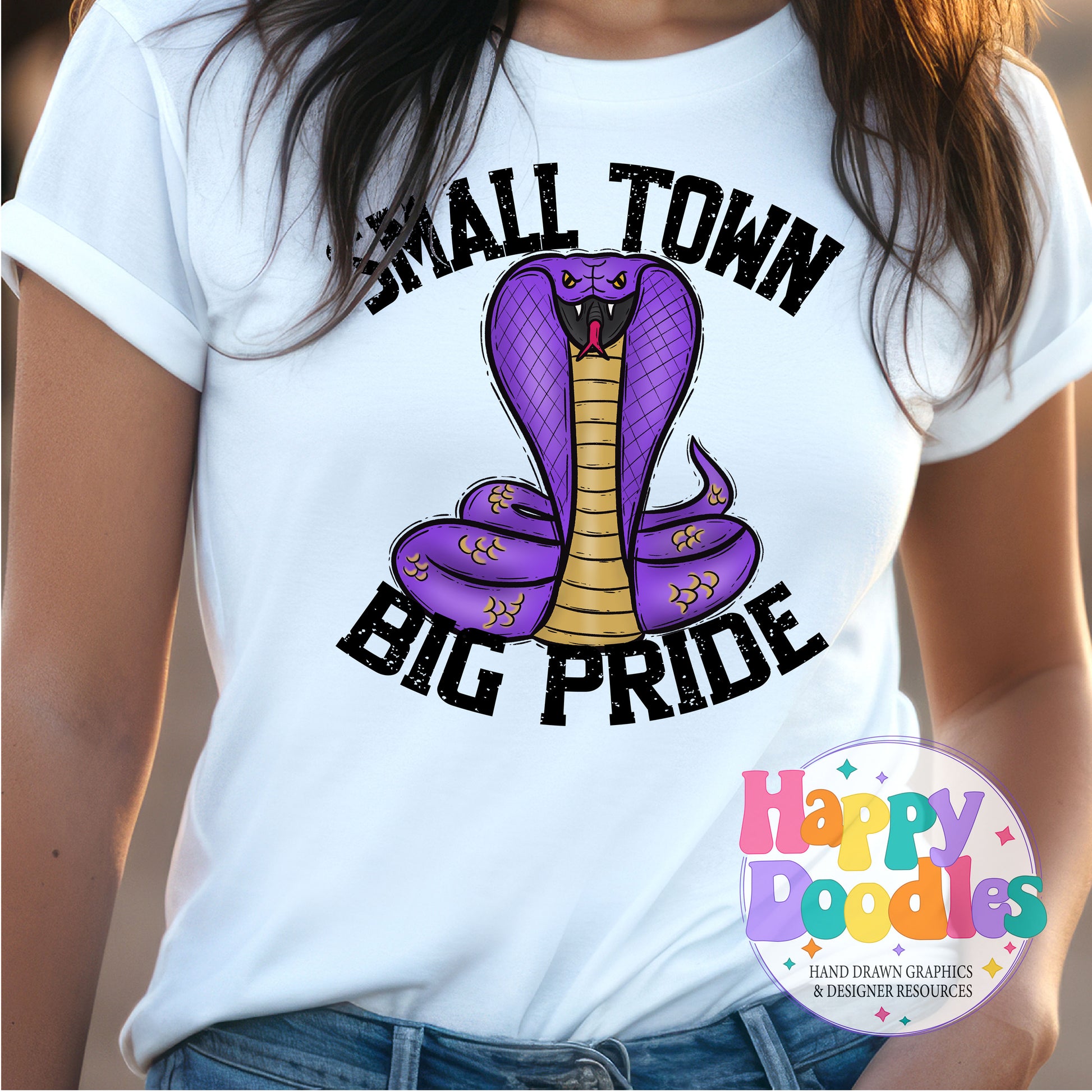 Small Town Big Pride Cobra Purple T-Shirt Printable PNG - Happy Doodles Designs