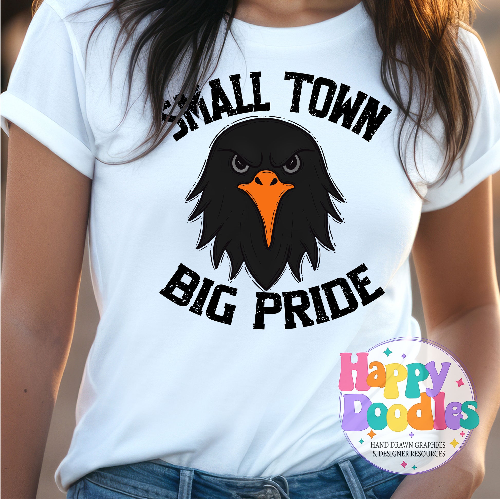 Small Town Big Pride Crow DIY Printable PNG - Happy Doodles Designs