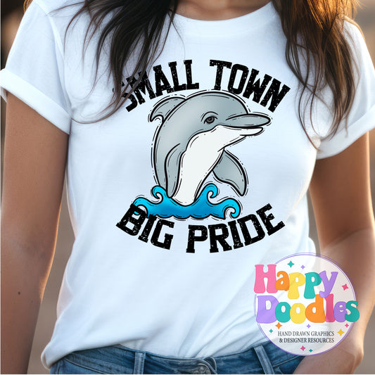 Small Town Big Pride Dolphin DIY Printable PNG - Happy Doodles Designs