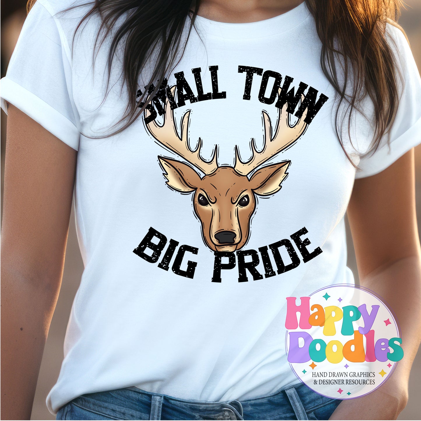 Small Town Big Pride Elk T-Shirt Printable PNG - Happy Doodles Designs