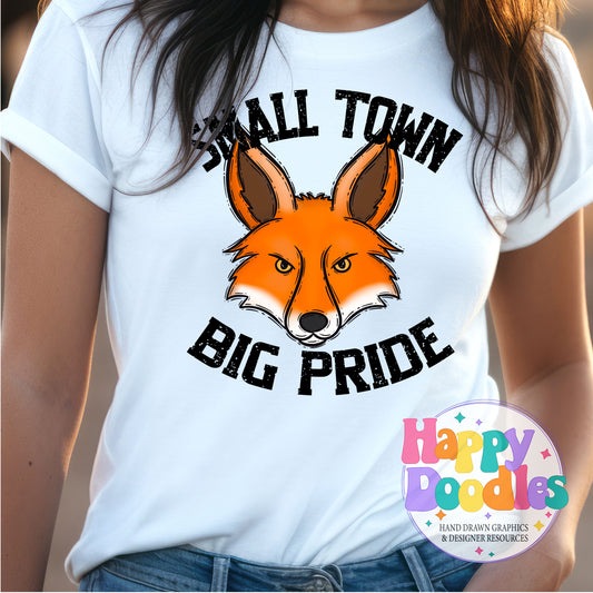 Small Town Big Pride Fox Printable PNG Design - Happy Doodles Designs