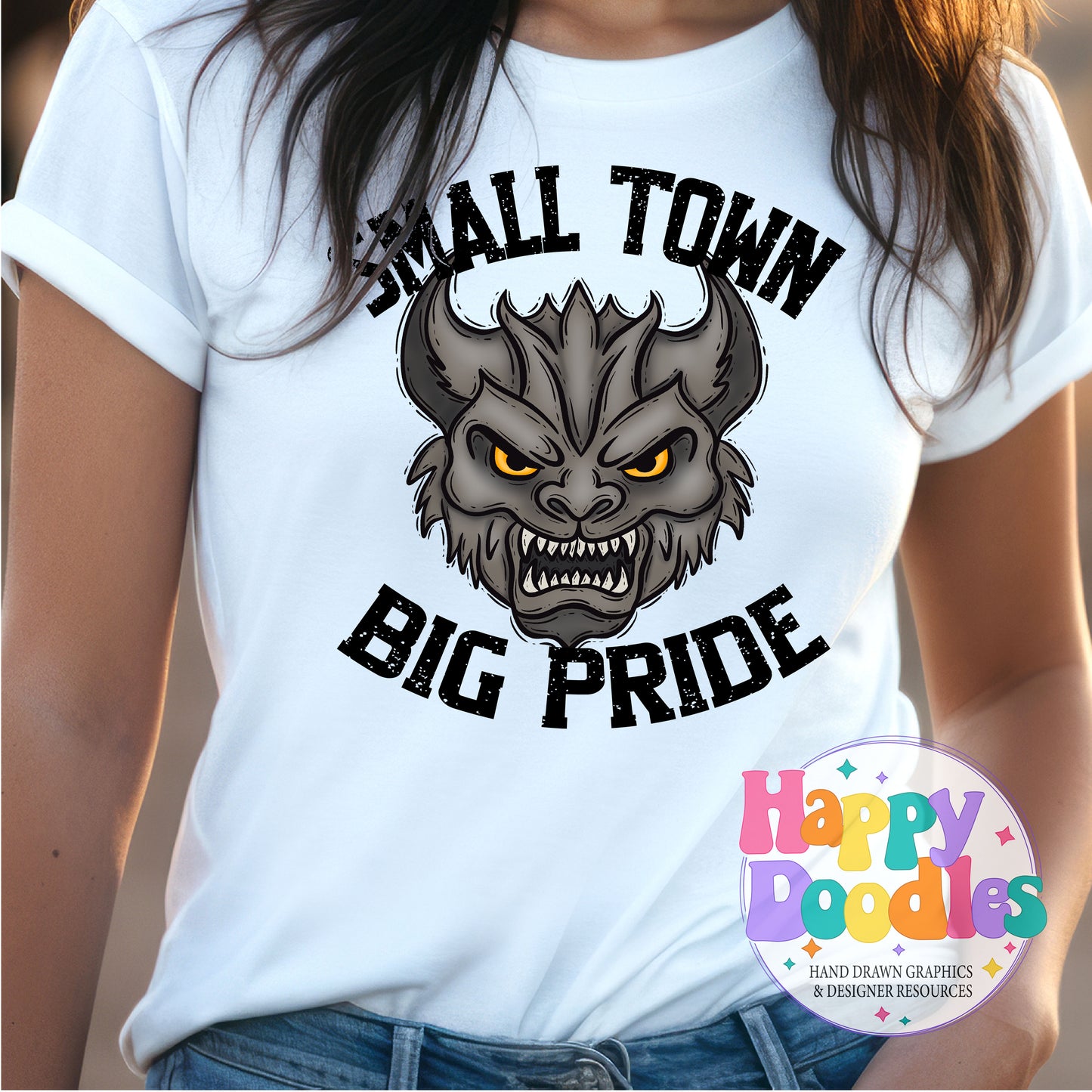 Small Town Big Pride Gargoyles Printable PNG Download - Happy Doodles Designs