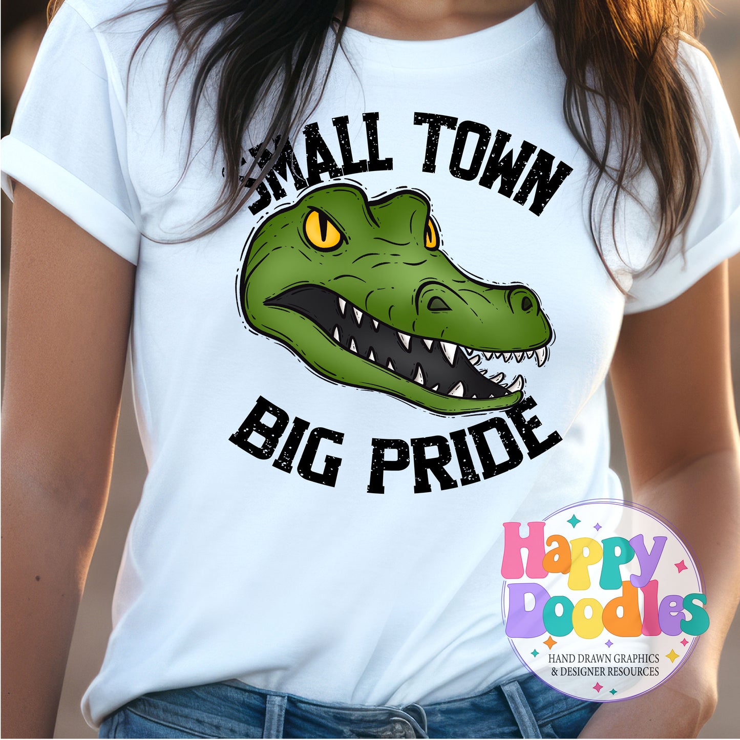 Small Town Big Pride Gators Printable PNG for Sublimation - Happy Doodles Designs