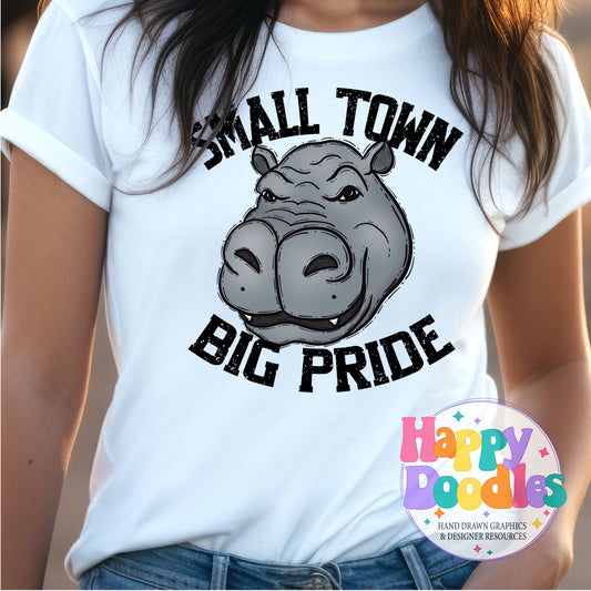 Small Town Big Pride Hippos DIY Printable PNG - Happy Doodles Designs