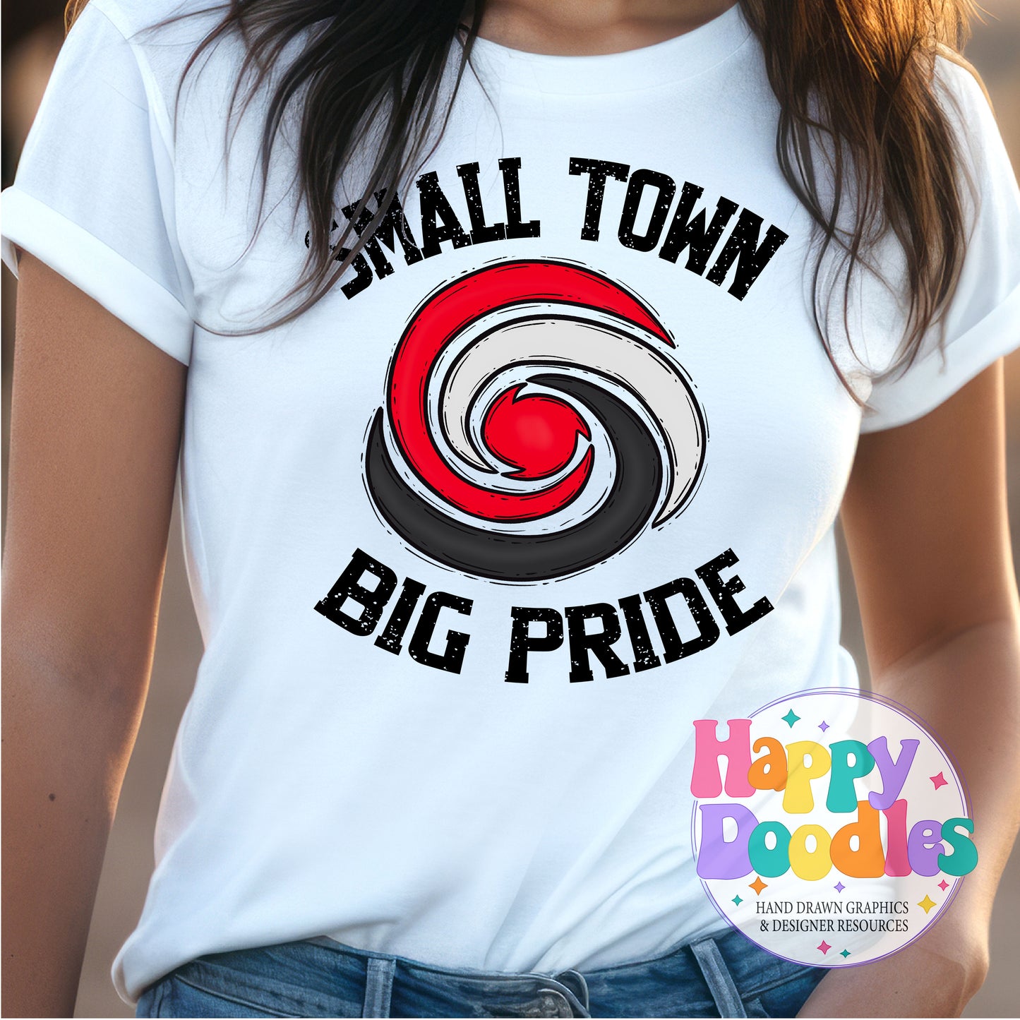 Small Town Big Pride Hurricane Printable PNG Design - Happy Doodles Designs