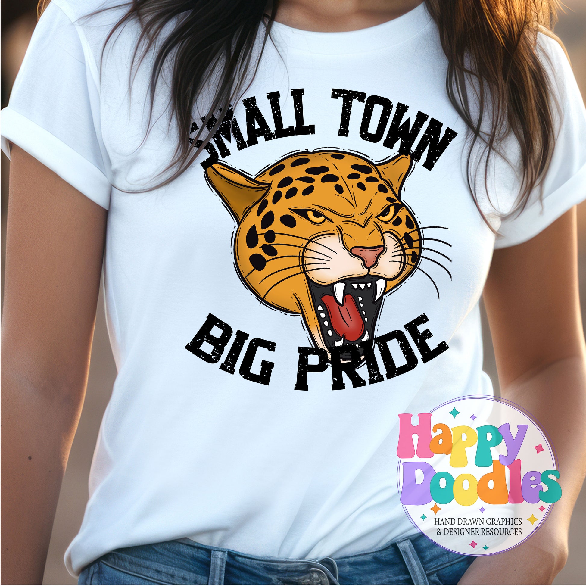 Small Town Big Pride Jaguars Printable PNG Design - Happy Doodles Designs