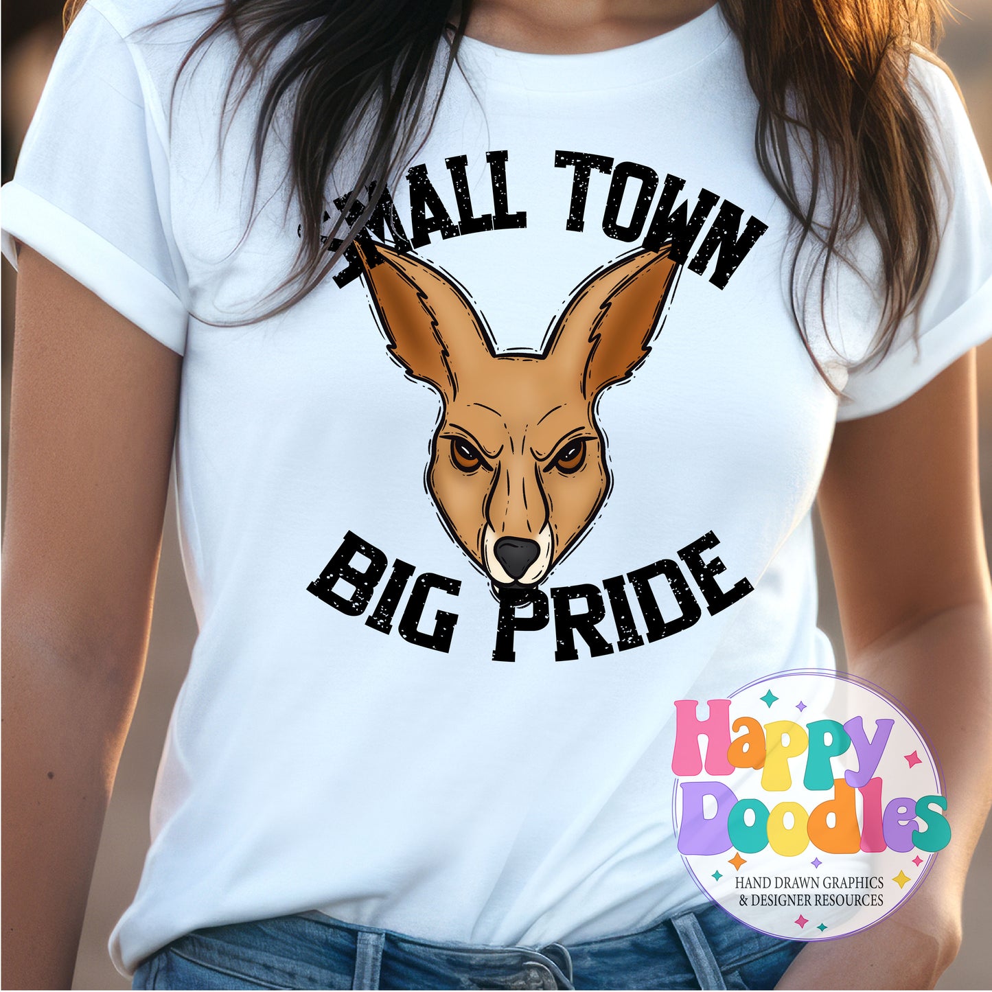 Small Town Big Pride Kangaroos Printable PNG for Sublimation - Happy Doodles Designs