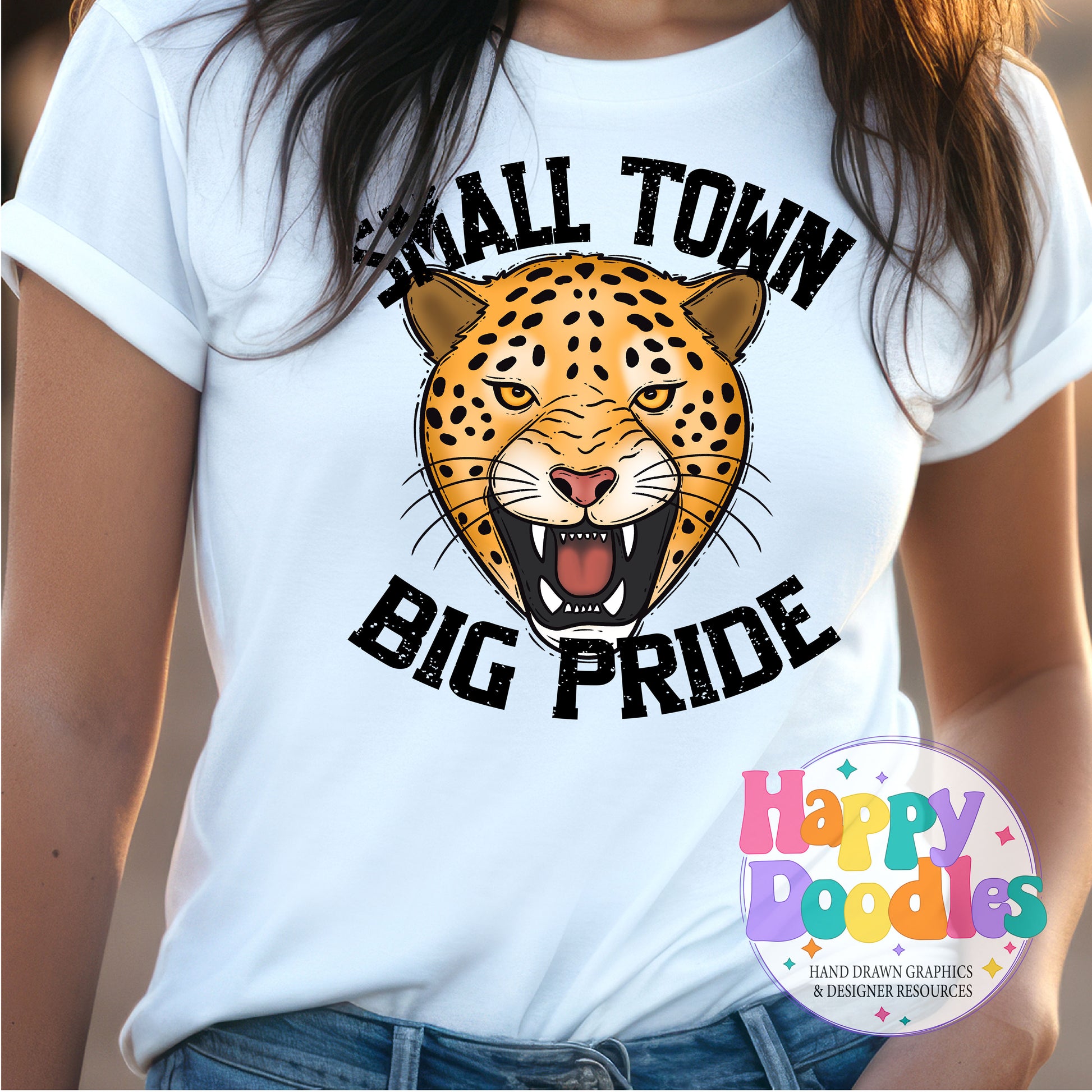 Small Town Big Pride Leopards T-Shirt Printable PNG - Happy Doodles Designs