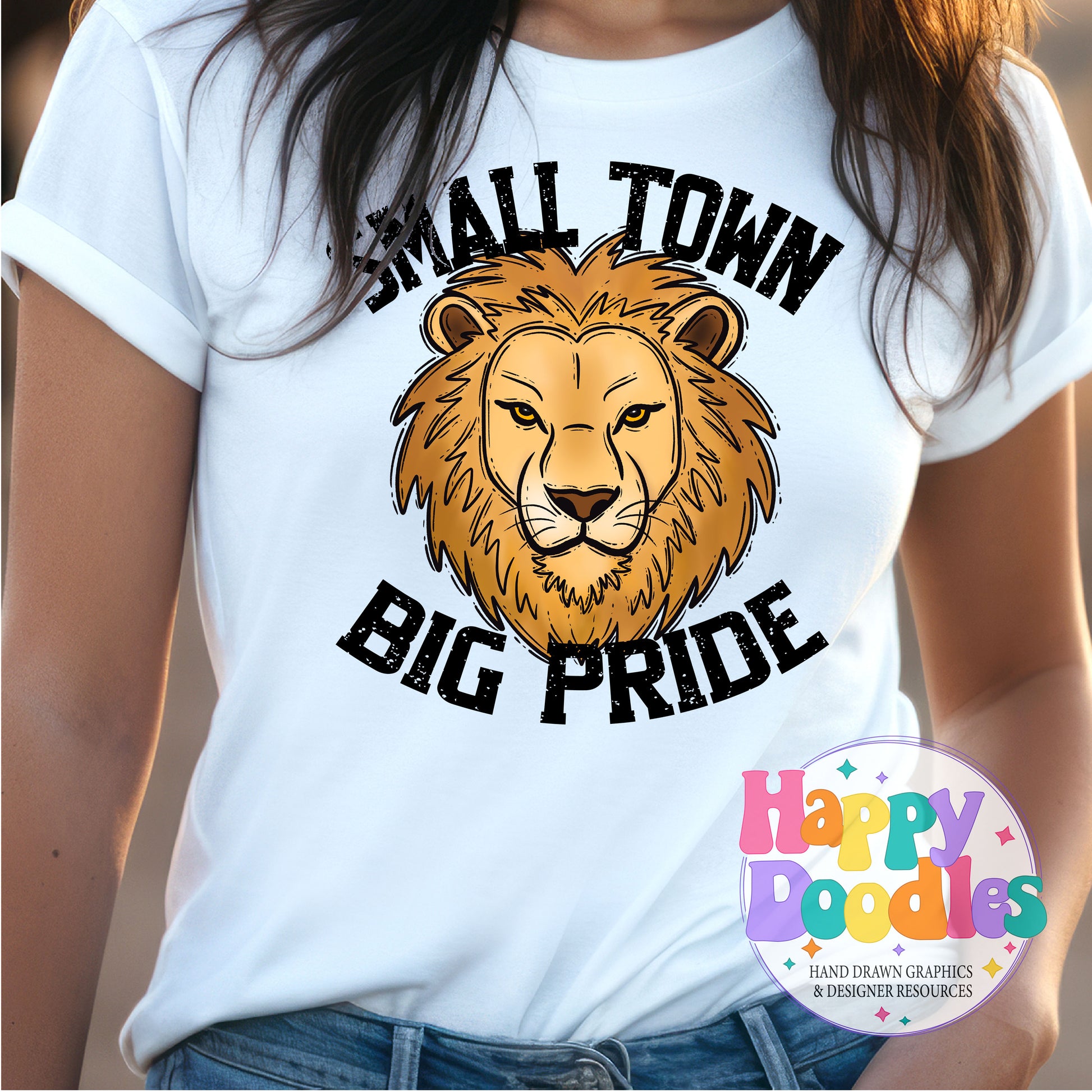 Small Town Big Pride Lion DIY Printable PNG - Happy Doodles Designs