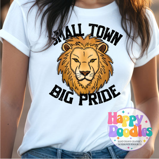 Small Town Big Pride Lion DIY Printable PNG - Happy Doodles Designs