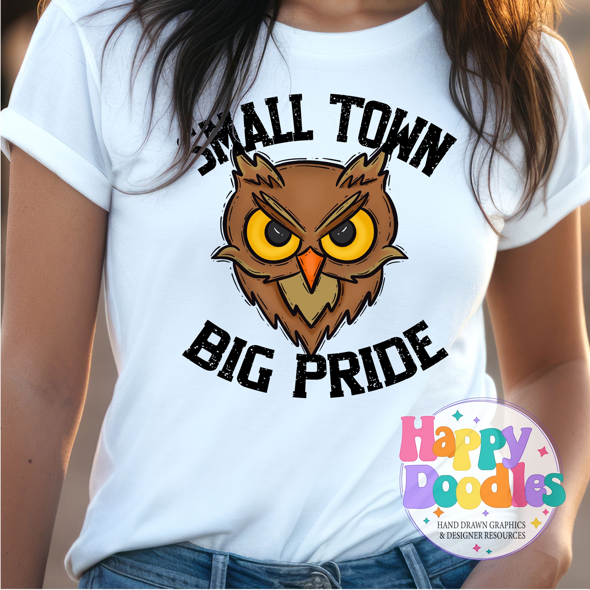 Small Town Big Pride Owls Printable PNG Download - Happy Doodles Designs