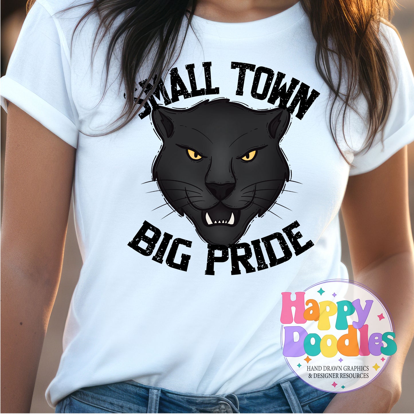 Small Town Big Pride Panthers Printable PNG Design - Happy Doodles Designs