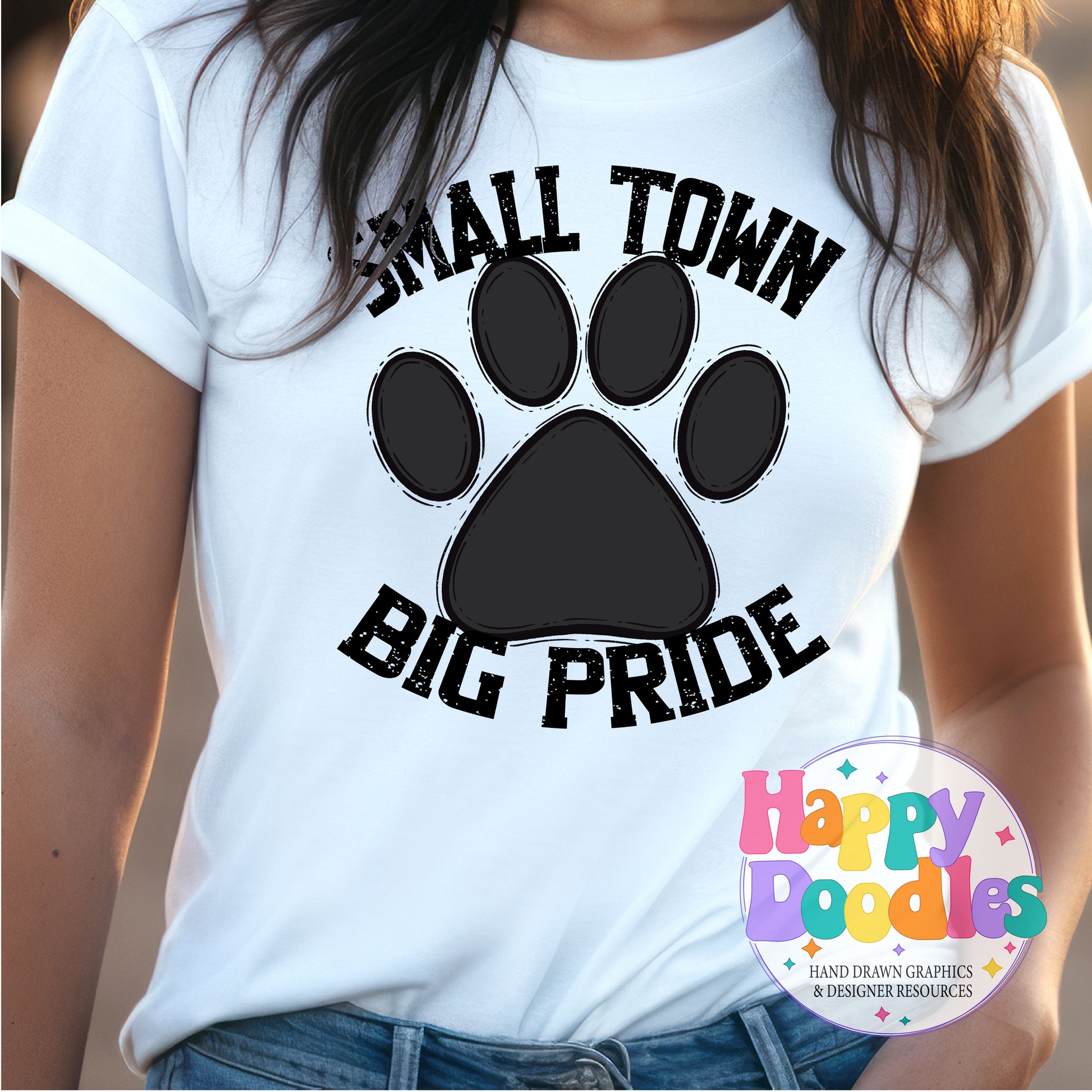 Small Town Big Pride Paw DIY Printable PNG - Happy Doodles Designs