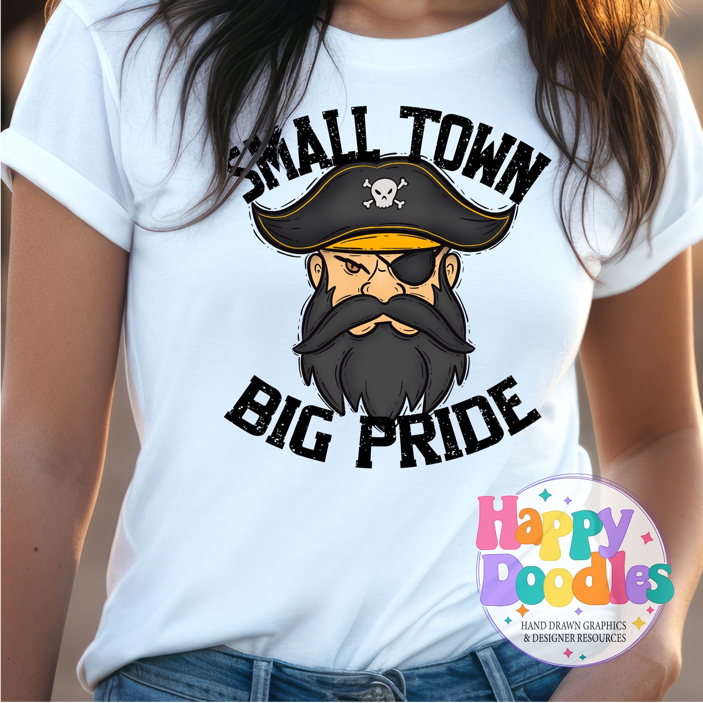 Small Town Big Pride Pirates DIY Printable PNG - Happy Doodles Designs