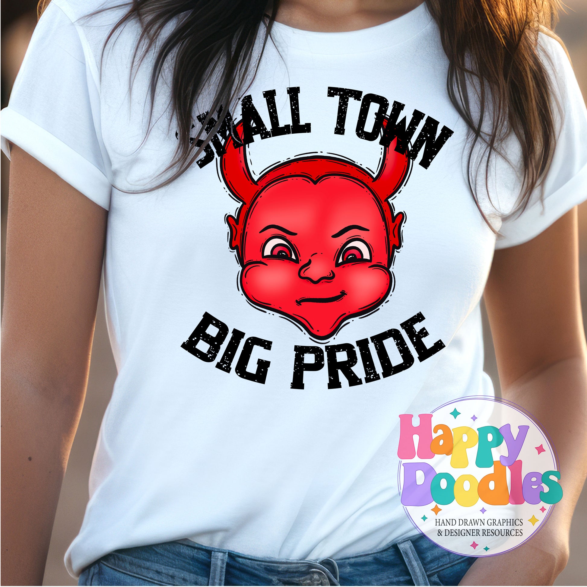 Small Town Big Pride Red Devils Printable PNG Download - Happy Doodles Designs