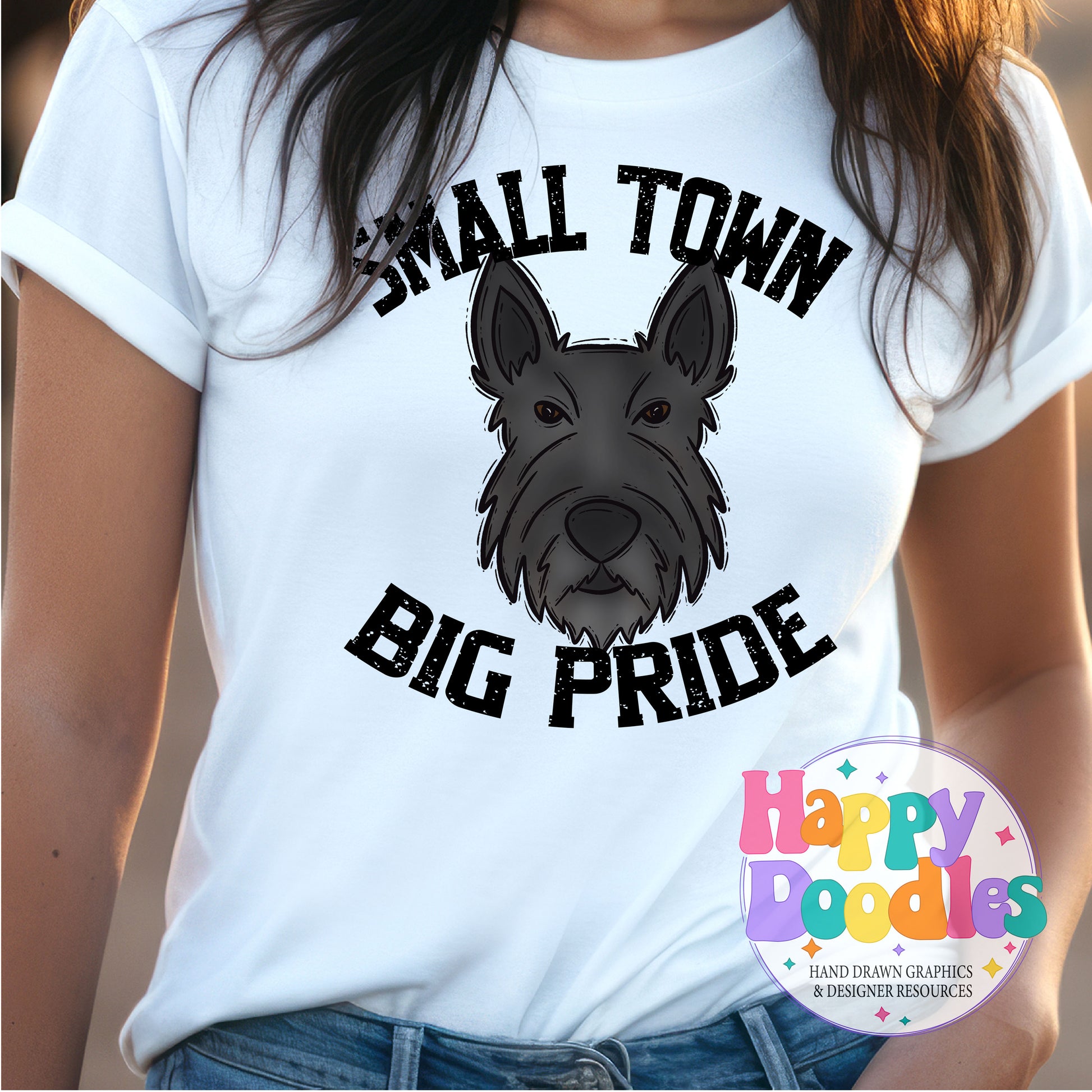 Small Town Big Pride Scottie Printable PNG Download - Happy Doodles Designs