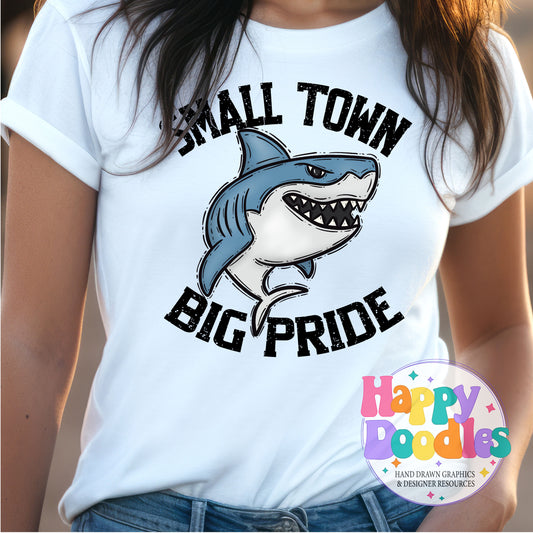Small Town Big Pride Sharks DIY Printable PNG - Happy Doodles Designs