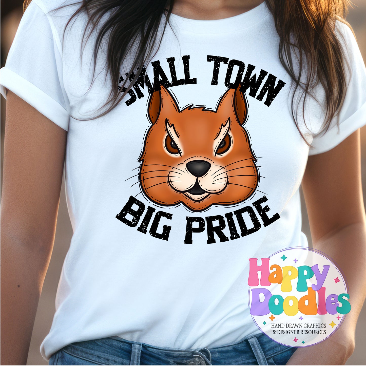 Small Town Big Pride Squirrels Printable PNG Design - Happy Doodles Designs