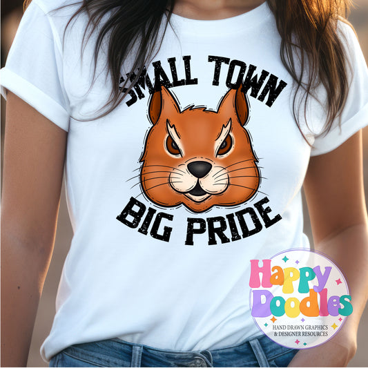 Small Town Big Pride Squirrels Printable PNG Design - Happy Doodles Designs