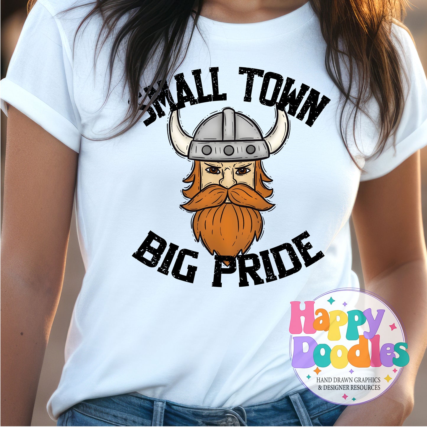 Small Town Big Pride Viking Hat Printable PNG Design - Happy Doodles Designs